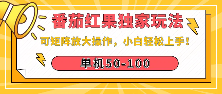 番茄红果独家玩法,单机50-100,可矩阵放大操作,小白轻松上手!-创客之家
