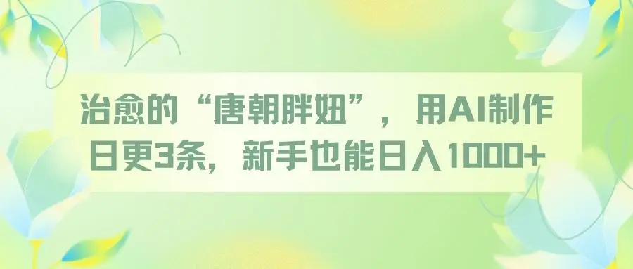 治愈的“唐朝胖妞”,用AI制作日更3条,新手也能日入1000+-创客之家