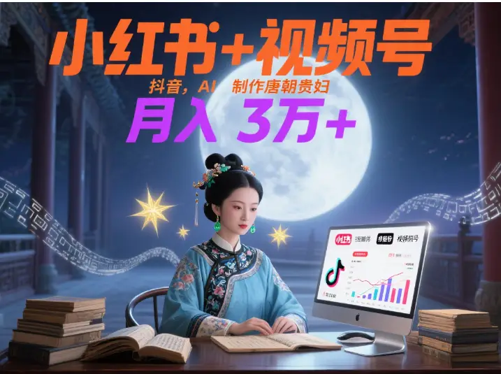小红书+视频号+抖音,AI轻松制作唐朝贵妇IP,毒鸡汤、励志、减肥瘦身、养生赛道轻松切入,每天30分钟,轻松产出N条,月入3万+-创客之家