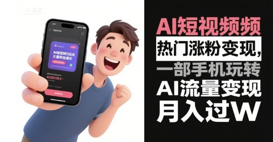 【精】AI短视频热门涨粉变现,一部手机玩转AI流量变现,月入过W-创客之家