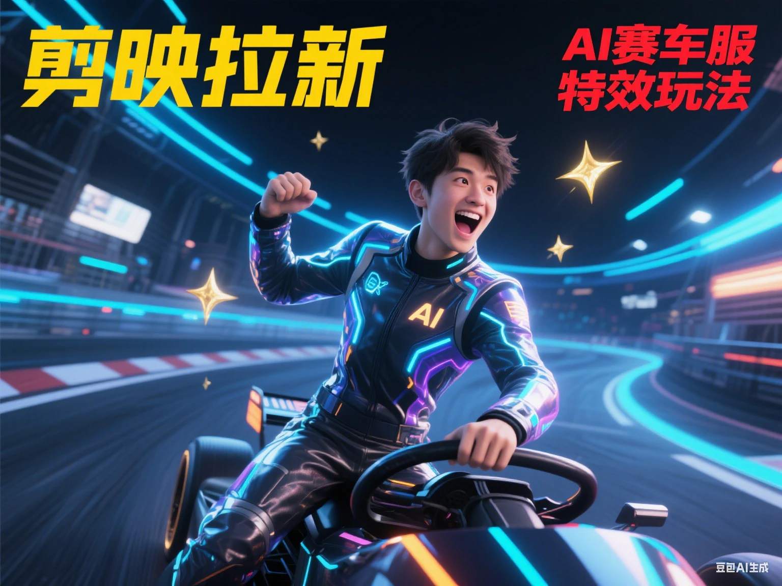 剪映拉新 AI赛车服特效玩法-创客之家