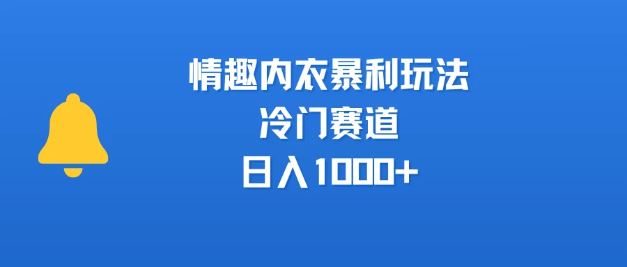 情趣内衣暴利玩法,冷门赛道,日入1000+-创客之家