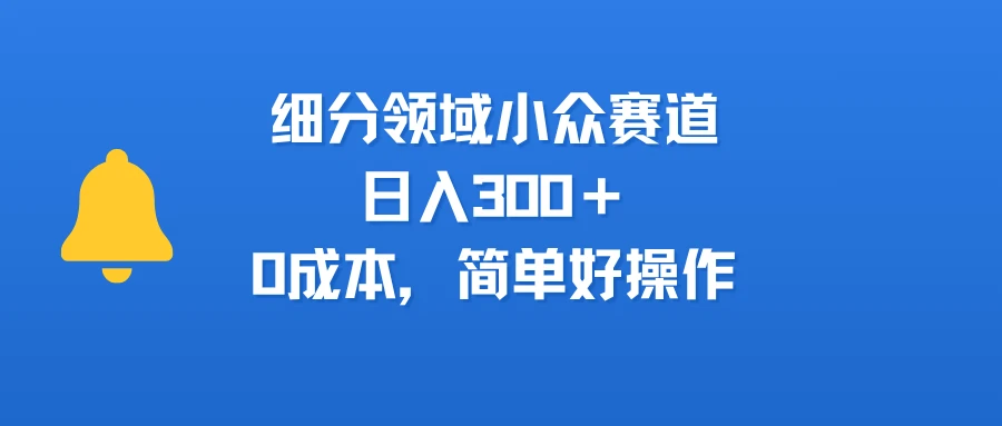 细分领域小众赛道,日入300+,0成本,简单好操作-创客之家