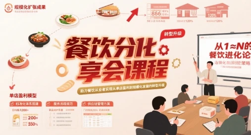 【精】餐饮分享会课程,助力餐饮从业者实现从单店盈利到规模化发展的转型升级-创客之家