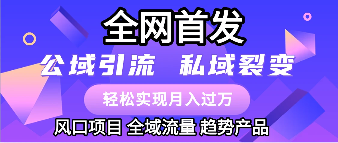 全网首发:公域引流,私域引流,风口项目,全域流量,趋势产品,轻松变现-创客之家