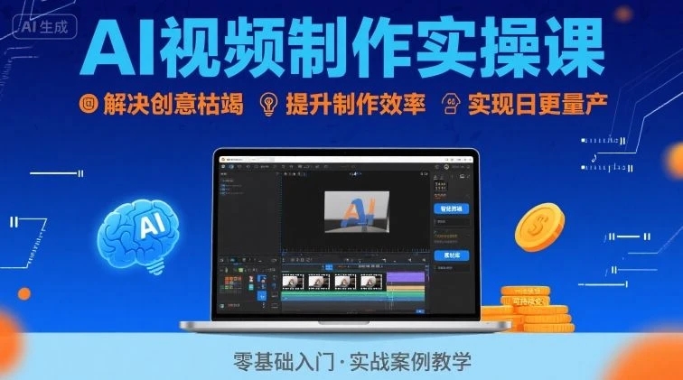 【精】Ai视频制作实操课,解决创意枯竭、效率低下痛点,实现日更量产可持续变现-创客之家