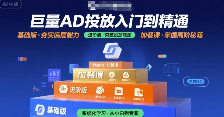 【精】巨量AD投放入门到精通,基础版+进阶版+加餐课-创客之家