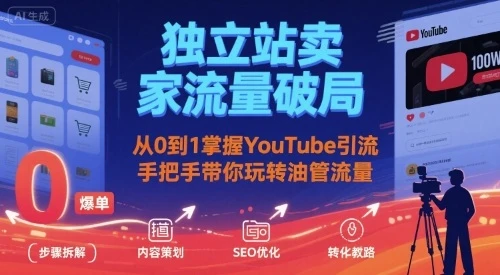【精】独立站卖家流量破局:从0到1掌握YouTube引流,手把手带你玩转油管流量-创客之家
