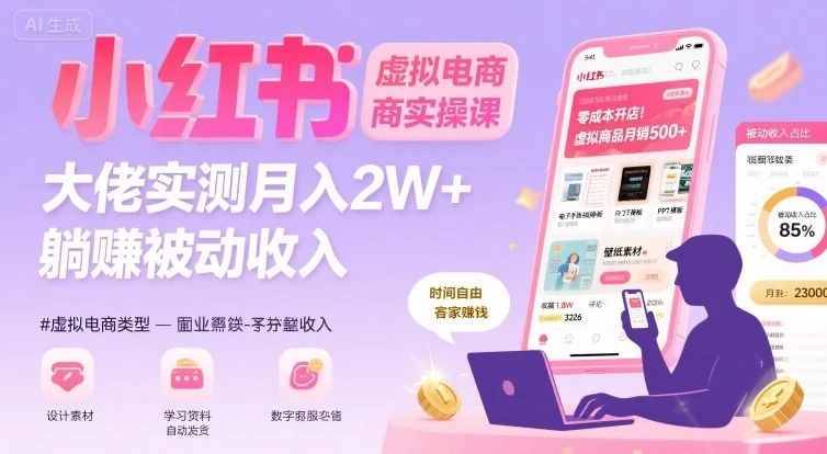 【精】小红书虚拟电商,大佬实测月入2W+,实现被动收入-创客之家