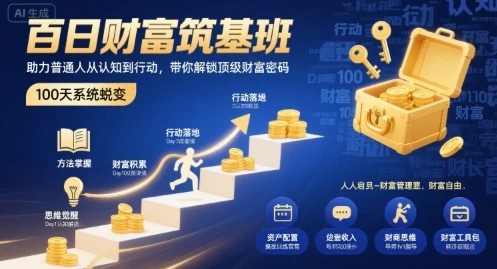 【精】百日财富筑基班,助力普通人从认知到行动,带你解锁顶级财富密码-创客之家