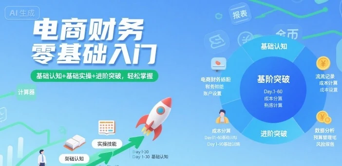 【精】电商财务零基础入门,基础认知+基础实操+进阶突破,轻松掌握-创客之家