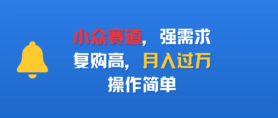 小众赛道,强需求,复购高,月入过万,操作简单-创客之家