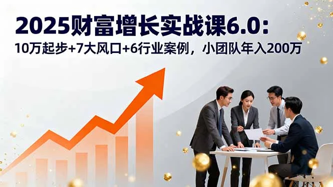 【精】2025财富增长实战课6.0:10万起步+7大风口+6行业案例,小团队年入200万-创客之家