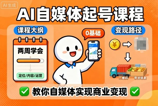 【精】AI自媒体起号课程,0基础小白两周学会,教你自媒体实现商业变现-创客之家