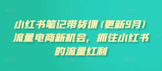 【精】小红书笔记带货课(更新25年9月)流量电商新机会,抓住小红书的流量红利-创客之家