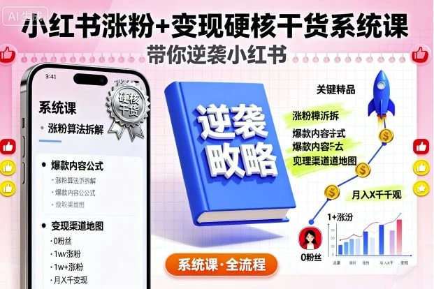 【精】小红书涨粉+变现硬核干货系统课,带你逆袭小红书-创客之家