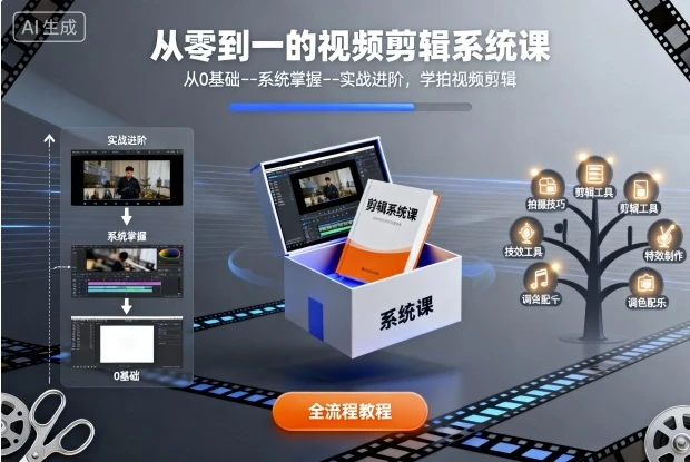 【精】从零到一的视频剪辑系统课,从0基础–系统掌握–实战进阶,学拍视频剪辑-创客之家
