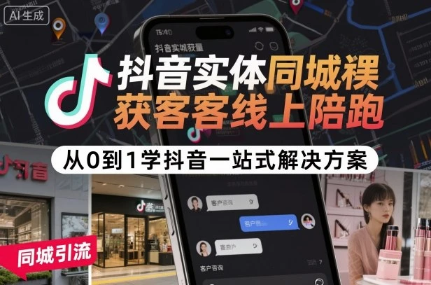 【精】抖音实体同城获客线上陪跑,从0到1学抖音一站式解决方案-创客之家