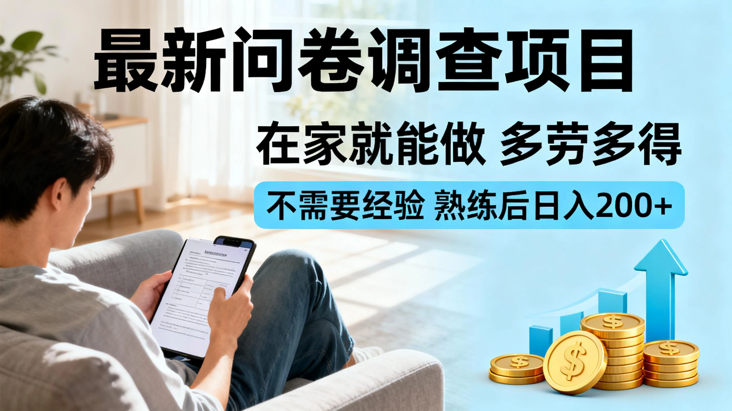 最新问卷调查项目,在家就能做,多劳多得,不需要经验,熟练后日入200+-创客之家