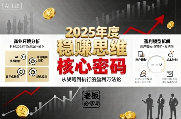 【精】2025年度稳賺思维老板创业营,拆解2025年新商业环境下,企业实现持续盈利的核心密码-创客之家
