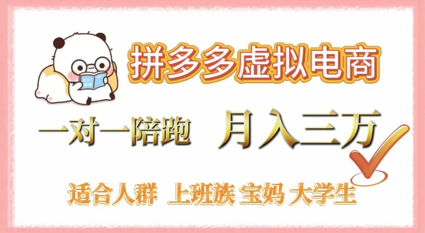 拼多多虚拟电商,一对一陪跑,月入3万,0囤货,轻资产,不发货-创客之家