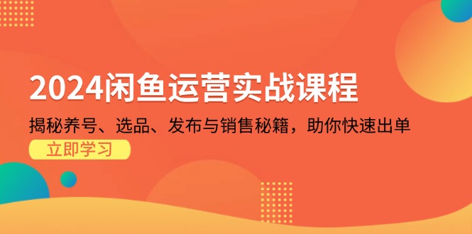 (13290期)2024闲鱼运营实战课程:揭秘养号、选品、发布与销售秘籍,助你快速出单-创客之家