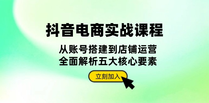 (13350期)抖音 电商实战课程:从账号搭建到店铺运营,全面解析五大核心要素-创客之家