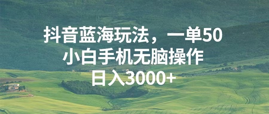 (13353期)抖音蓝海玩法,一单50,小白手机无脑操作,日入3000+-创客之家