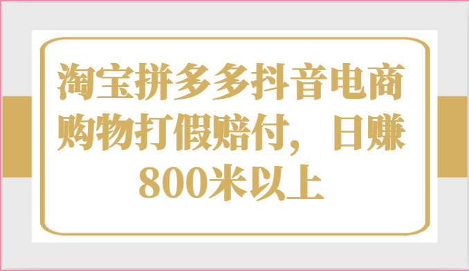 淘宝拼多多抖音电商购物打假赔付,日赚800米以上-创客之家