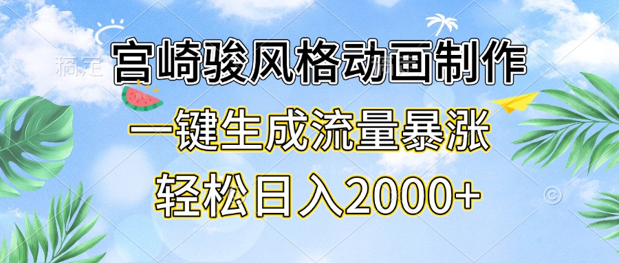 (13386期)宫崎骏风格动画制作,一键生成流量暴涨,轻松日入2000+-创客之家