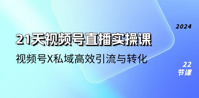 21天视频号直播实操课,视频号X私域高效引流与转化(22节课)-创客之家