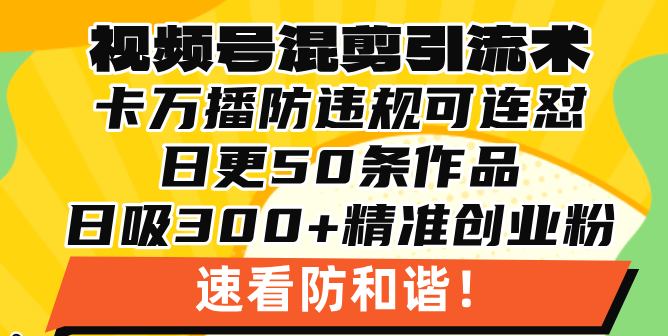 (13400期)视频号混剪引流技术,500万播放引流17000创业粉,操作简单当天学会-创客之家