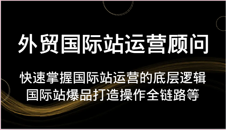 外贸国际站运营顾问-快速掌握国际站运营的底层逻辑,国际站爆品打造操作全链路等-创客之家