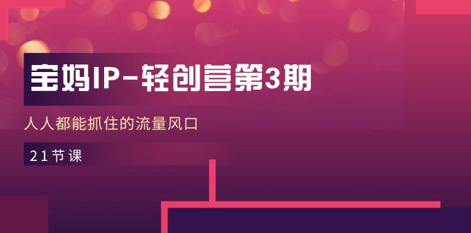 宝妈IP轻创营第3期,人人都能抓住的流量风口(21节课)-创客之家