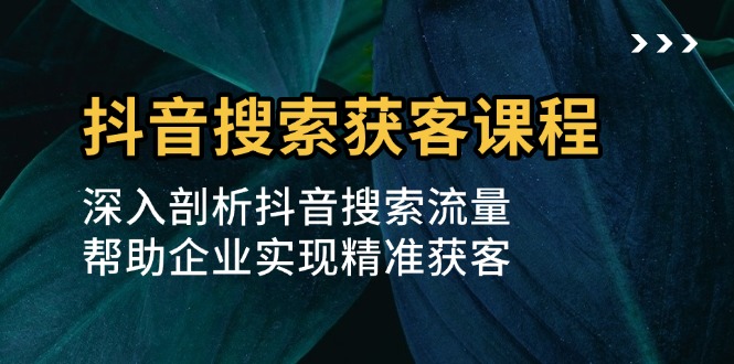 （13465期）抖音搜索获客课程：深入剖析抖音搜索流量，帮助企业实现精准获客-创客之家