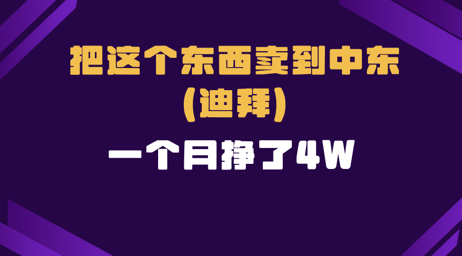 （13740期）跨境电商一个人在家把货卖到迪拜，暴力项目拆解-创客之家