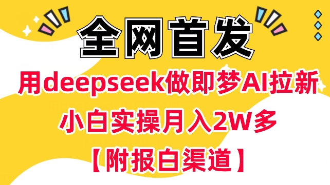 用deepseek做即梦Ai拉新 小白实操月入过W+【附报白渠道】-创客之家