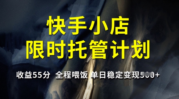 快手小店限时托管计划,收益55分,全程喂饭,单日稳定变现5张【揭秘】-创客之家