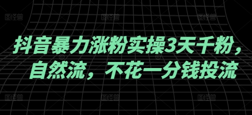 抖音暴力涨粉实操3天千粉，自然流，不花一分钱投流，实操经验分享-创客之家