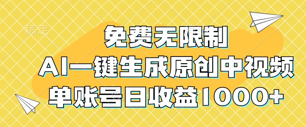 免费无限制,AI一键生成原创中视频,单账号日收益1000+-创客之家