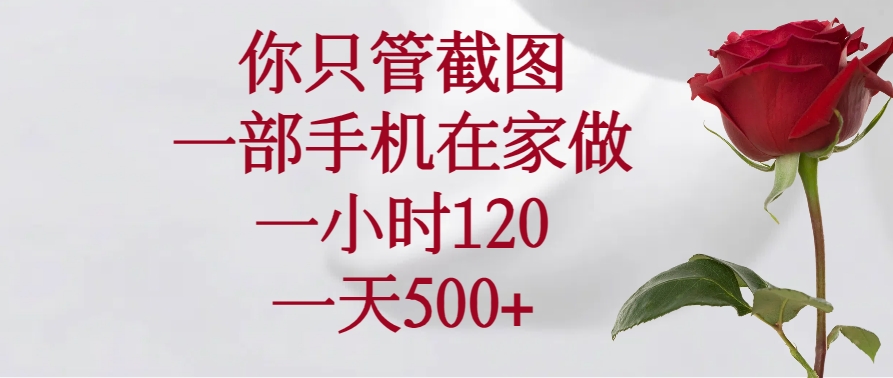 你只管截图，一部手机在家做，一小时120，一天500+-创客之家