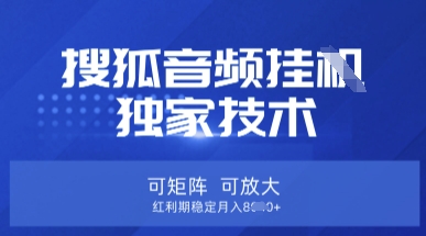 【搜狐音频挂G】独家技术，可矩阵可放大，红利期稳定月入8k【揭秘】-创客之家