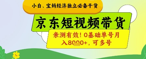 小白宝妈经济独立必备干货，京东短视频带货，亲测有效!0基础单号月入8k+，可多号【揭秘】-创客之家