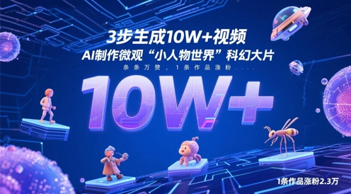 3步生成10W+视频,AI制作微观“小人物世界”科幻大片,条条万赞,1条作品涨粉2.3W-创客之家