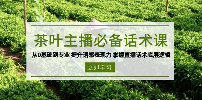 （13961期）茶叶 主播必备话术课 从0基础到专业 提升语感表现力 掌握直播话术底层逻辑-创客之家