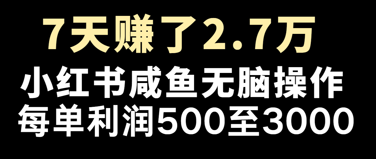 七天赚了2.7万！每单利润最少500+，轻松月入5万+小白有手就行-创客之家