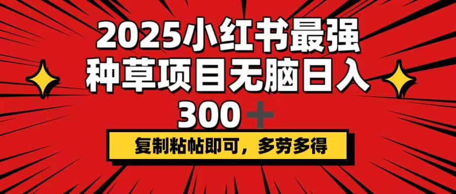 2025小红书最强种草项目，无脑日入300+，复制粘帖即可，多劳多得-创客之家
