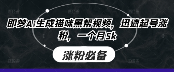 即梦AI生成猫咪黑帮视频，迅速起号涨粉，一个月5k-创客之家