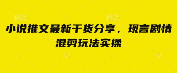 小说推文最新干货分享，现言剧情混剪玩法实操-创客之家