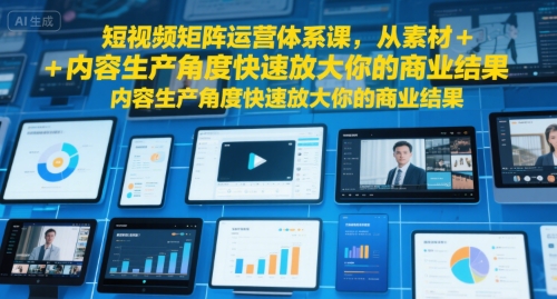 短视频矩阵运营体系课,从素材+内容生产角度快速放大你的商业结果-创客之家